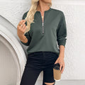 Off-Shoulder Sweatshirt mit halbem Reissverschluss – Bild 2 | LuxeStyle