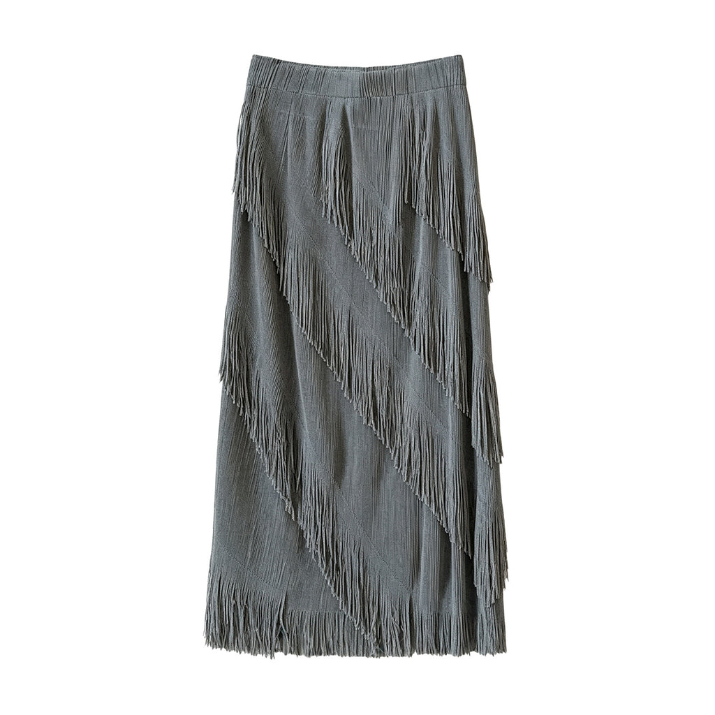 Asymmetrischer Jupe mit Quasten