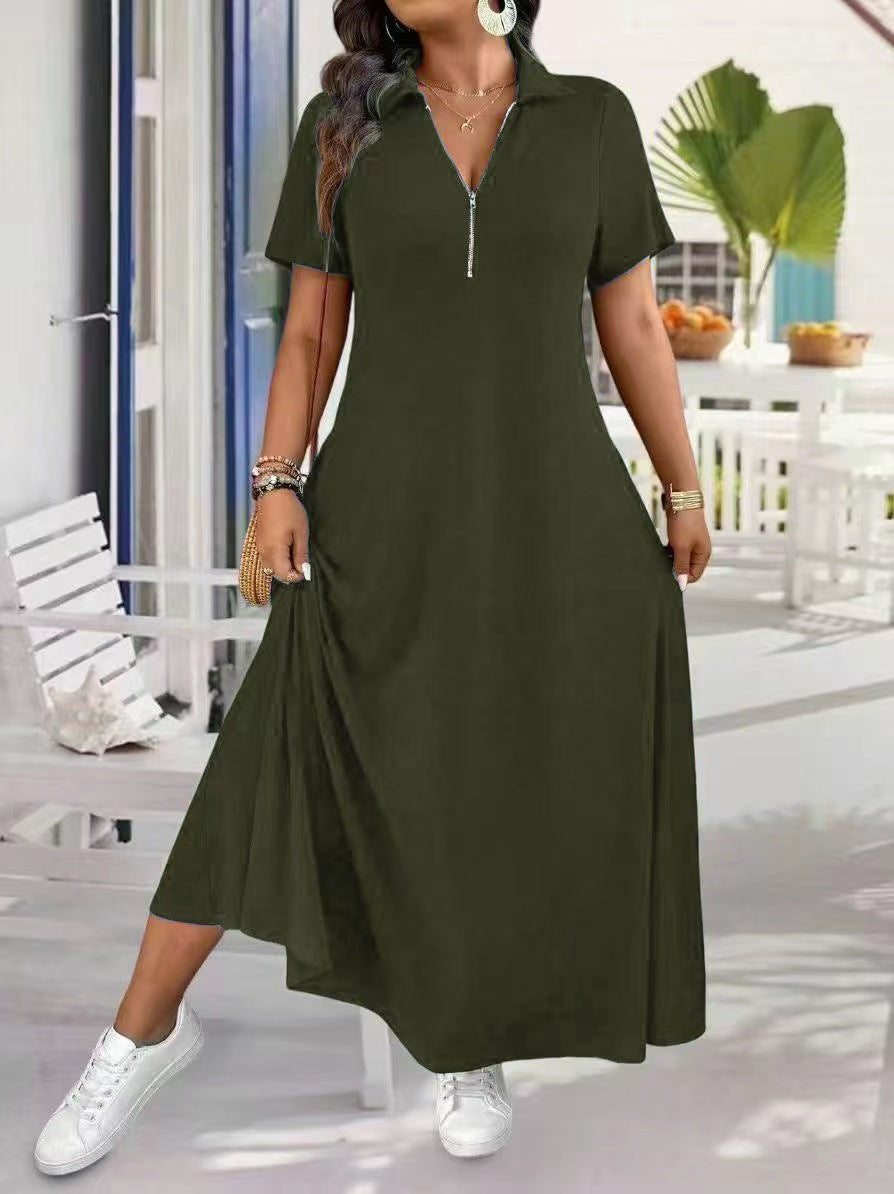 Einfaches Kurzarm-Kleid mit Reissverschluss