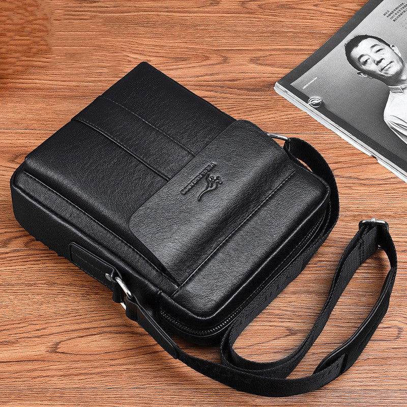 Schultertasche Herren aus PU-Leder, schwarz – Bild 4 | LuxeStyle