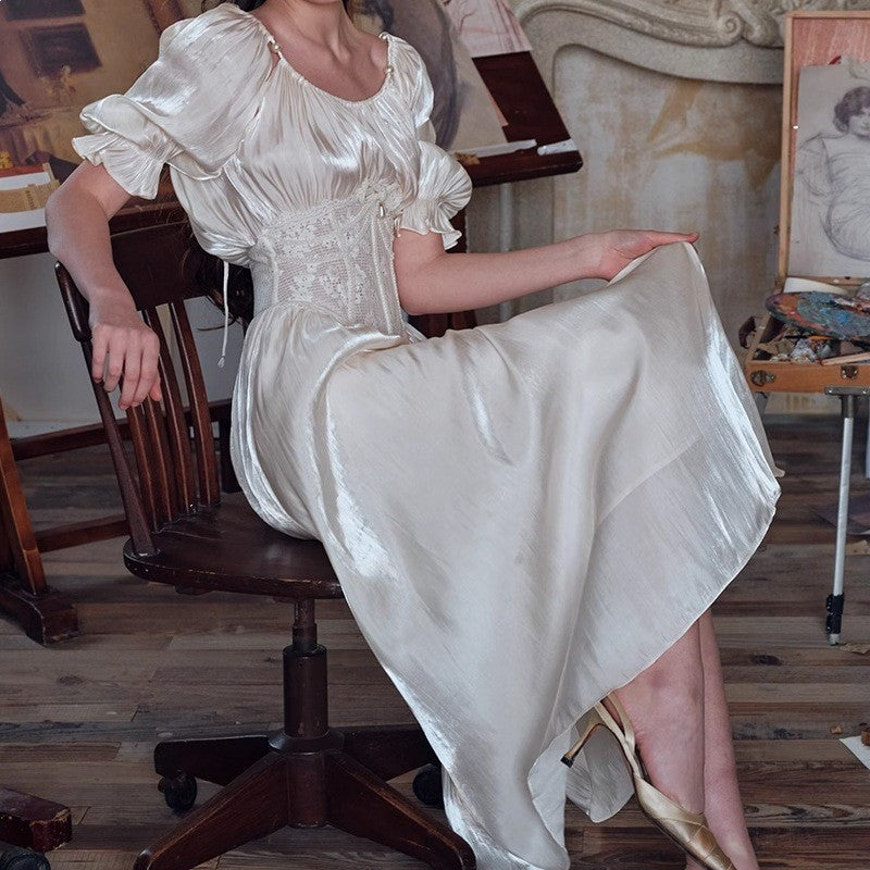 Lacetop Kleid mit Puffärmeln – Bild 4 | LuxeStyle