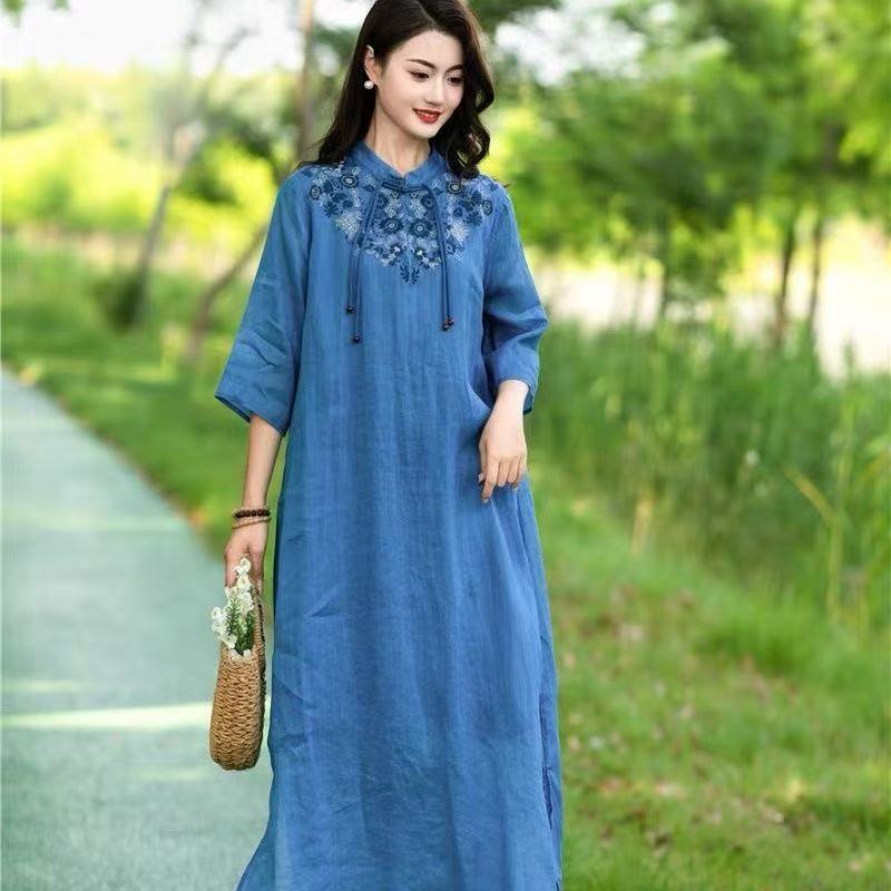 Vintage Leinenkleid im Loose-Fit