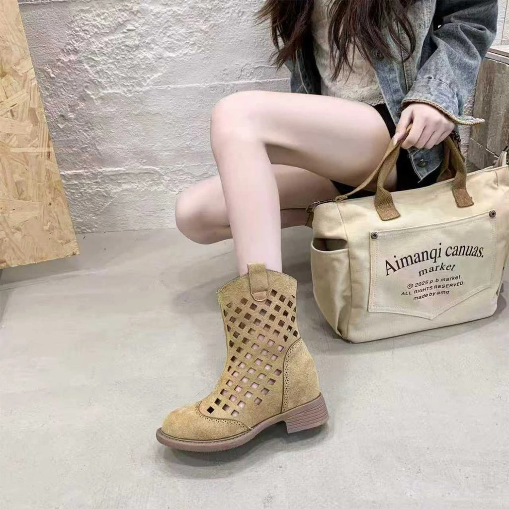 Mesh-Sandalen-Stiefeletten mit Chunky-Heel