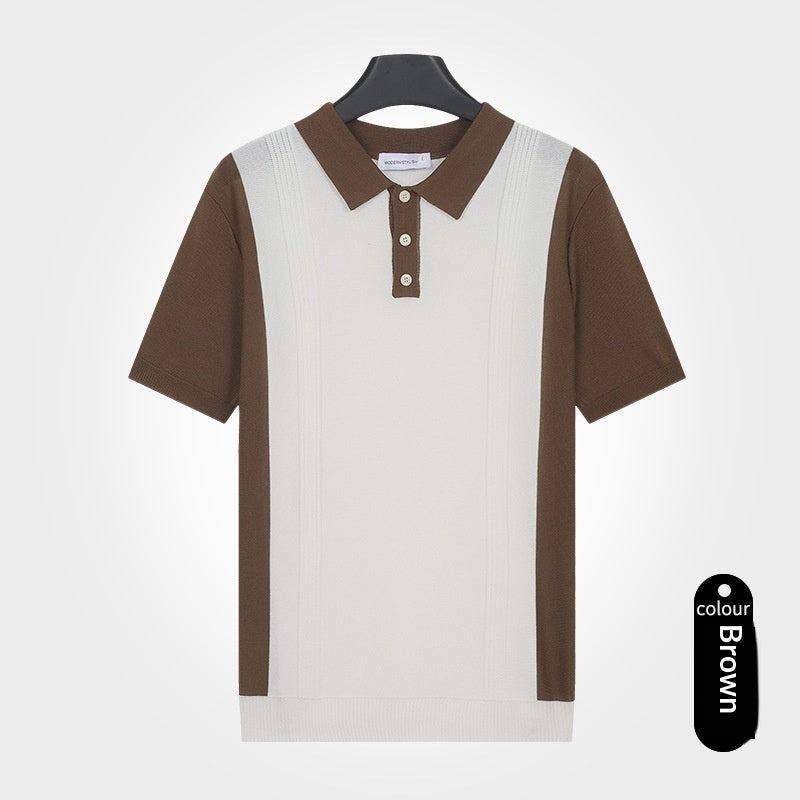 Herren Strick-Shirt Kurzarm Slim Fit