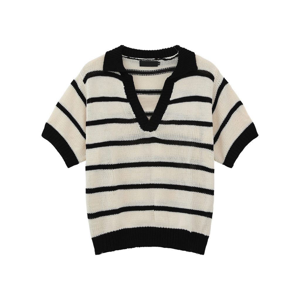 Gestreiftes V-Hals-Shirt für Herren