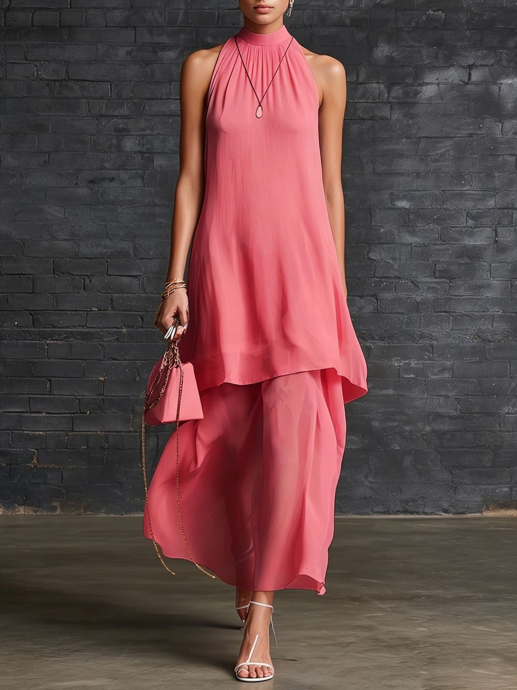 Elegant Armlos Modischer Halsausschnitt Damenkleid – Bild 2 | LuxeStyle