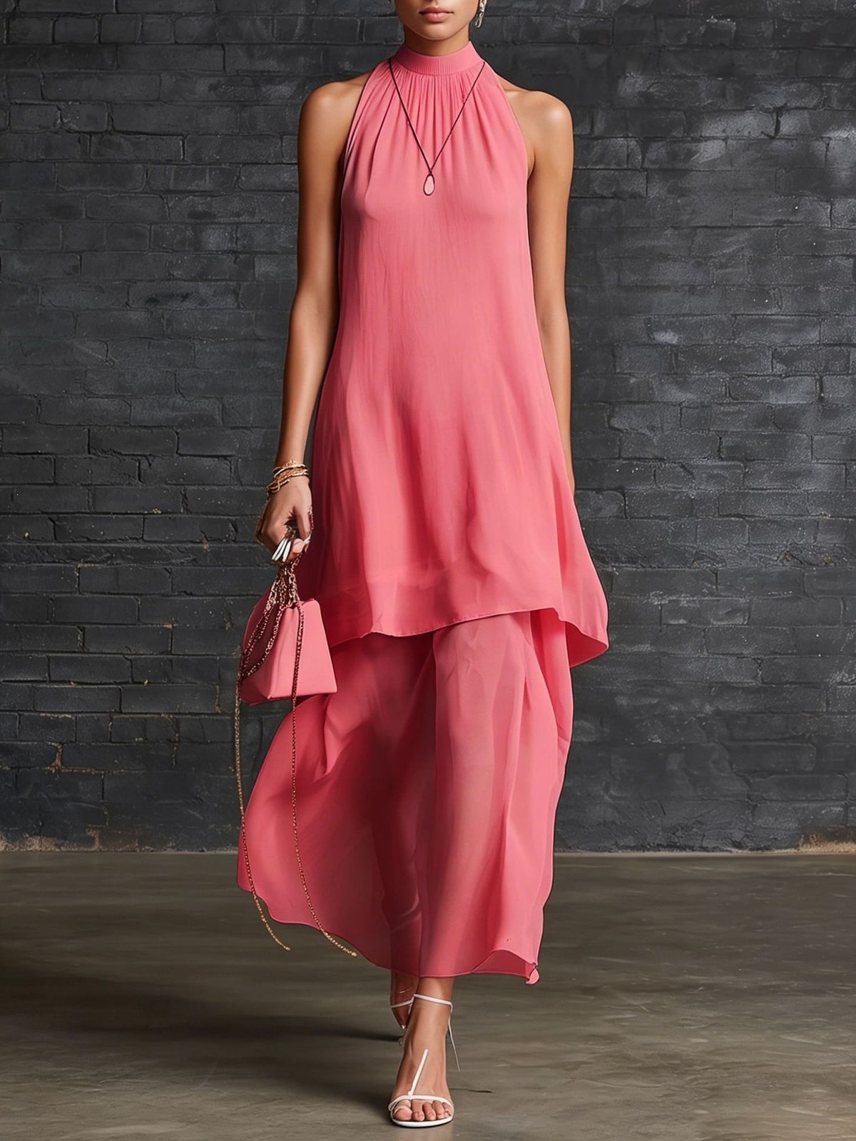 Elegant Armlos Modischer Halsausschnitt Damenkleid – Bild 2 | LuxeStyle