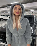Damen Fleece Jumpsuit mit langen Ärmeln