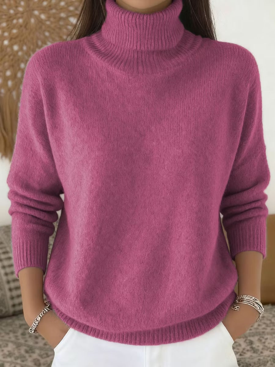 Damen Rollkragen Strickpullover – Loose Fit