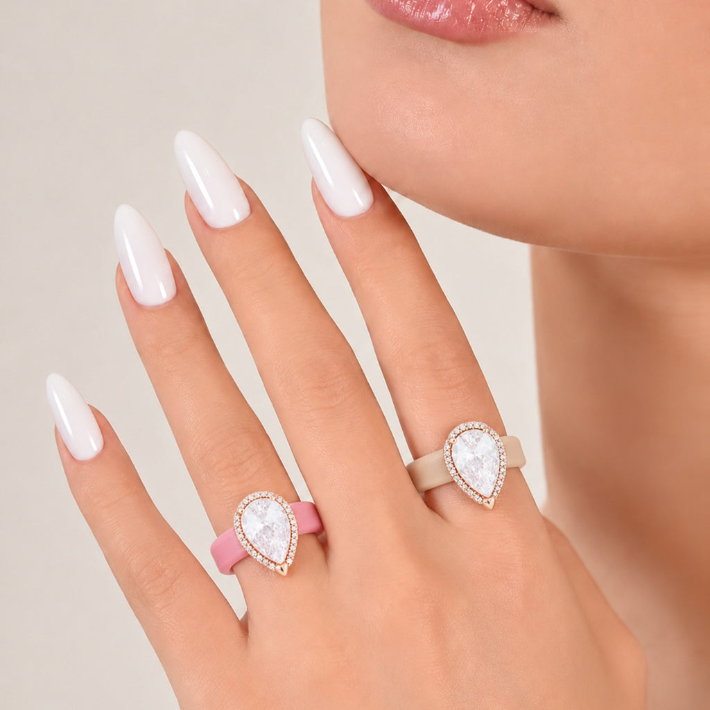 Zirkon-Ring mit Silikon-Einlage im Tropfen-Design
