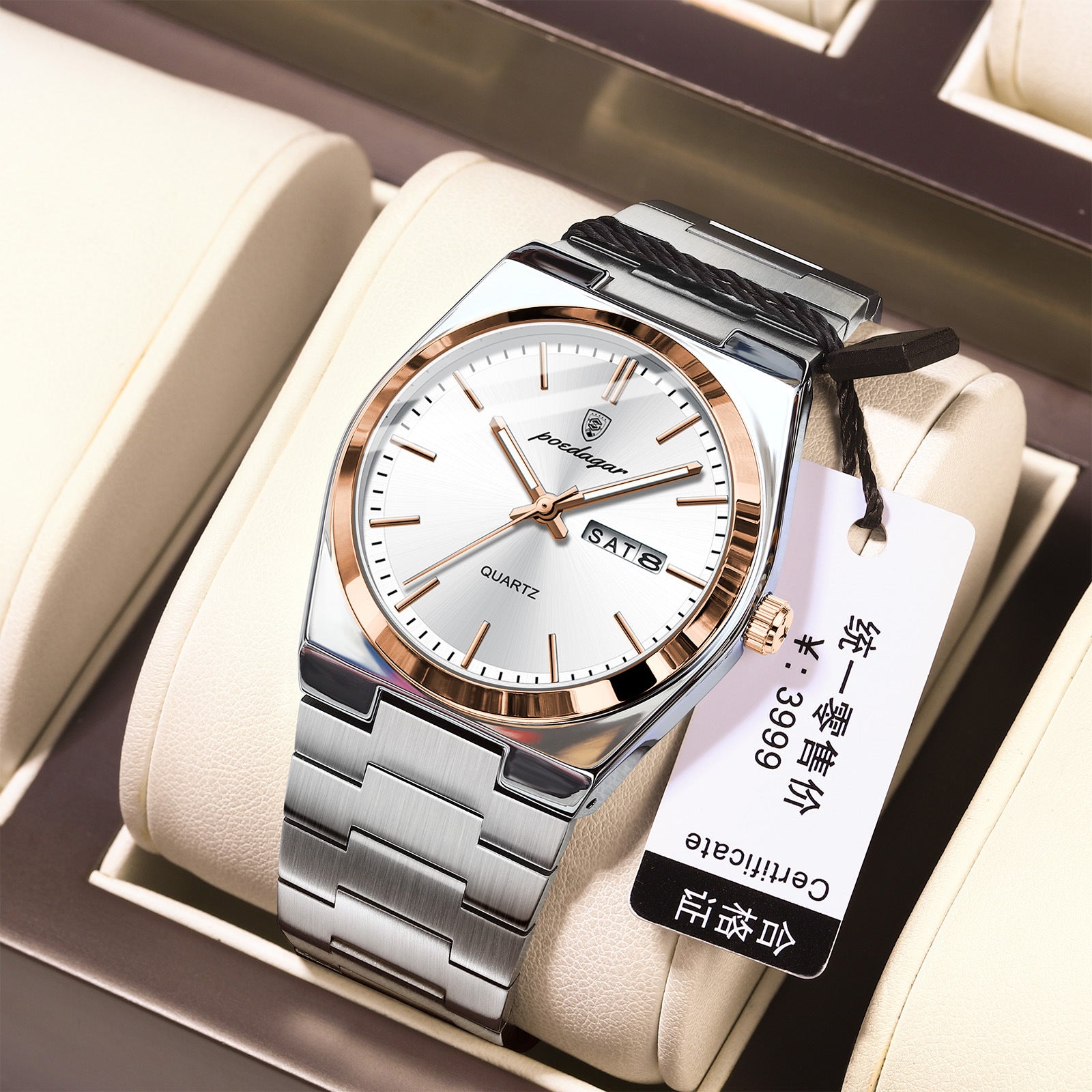 Ultraflache Herrenuhr wasserdicht, leuchtend