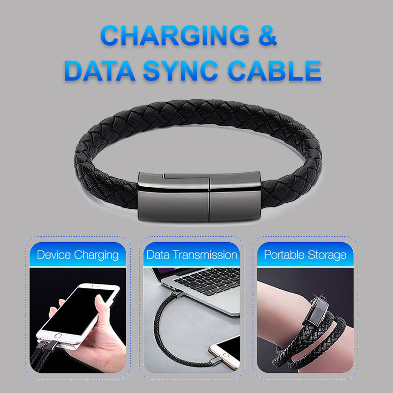 Lederarmband mit USB-C-Ladekabel