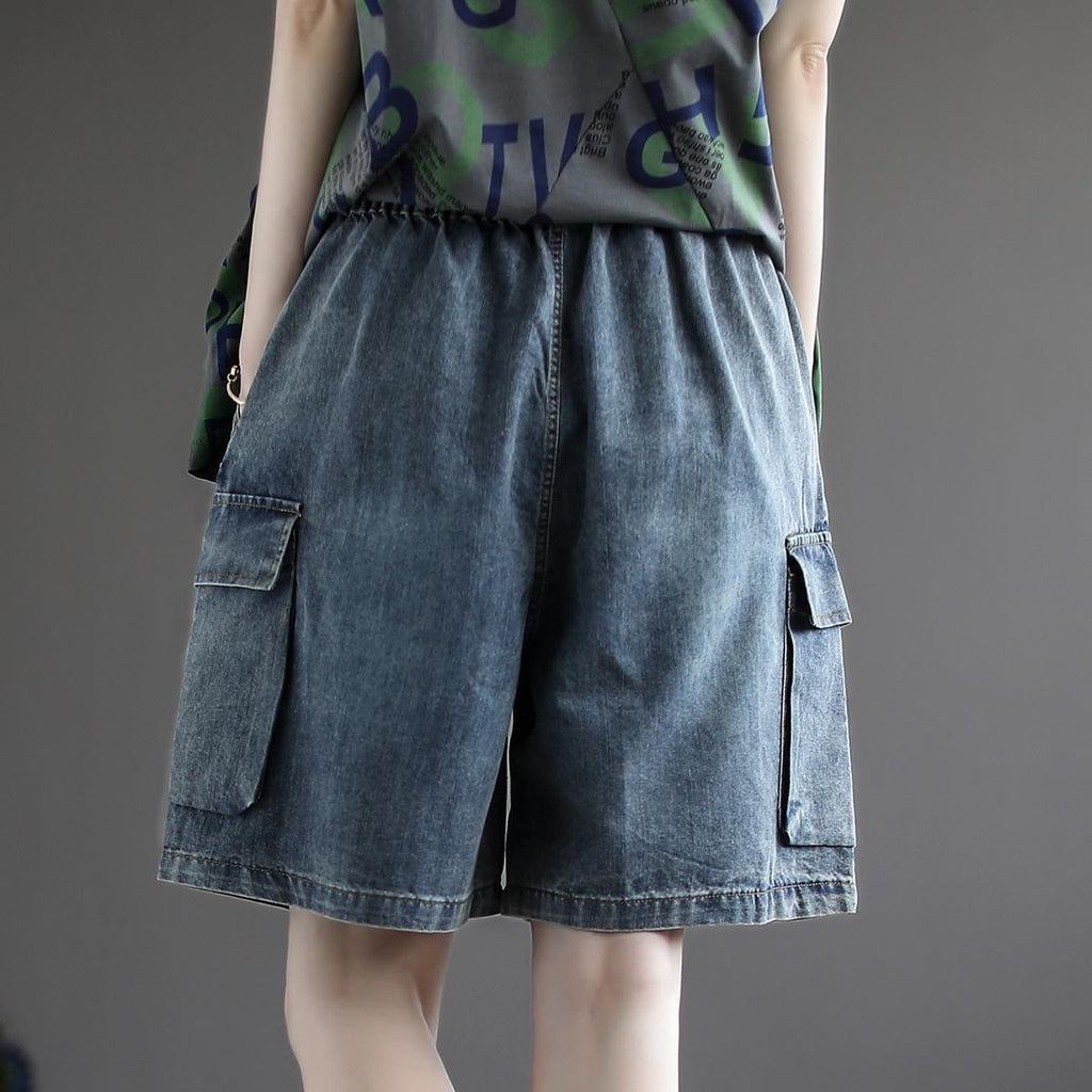 Curvy Denim Shorts mit hoher Taille