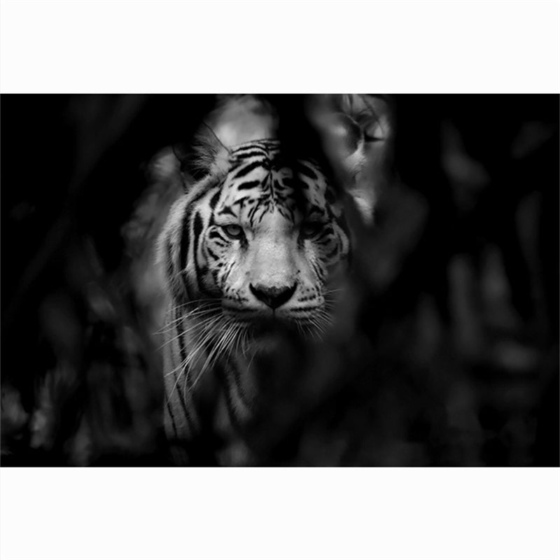Leinwandbild Tigerkopf Schwarz-Weiss | LuxeStyle
