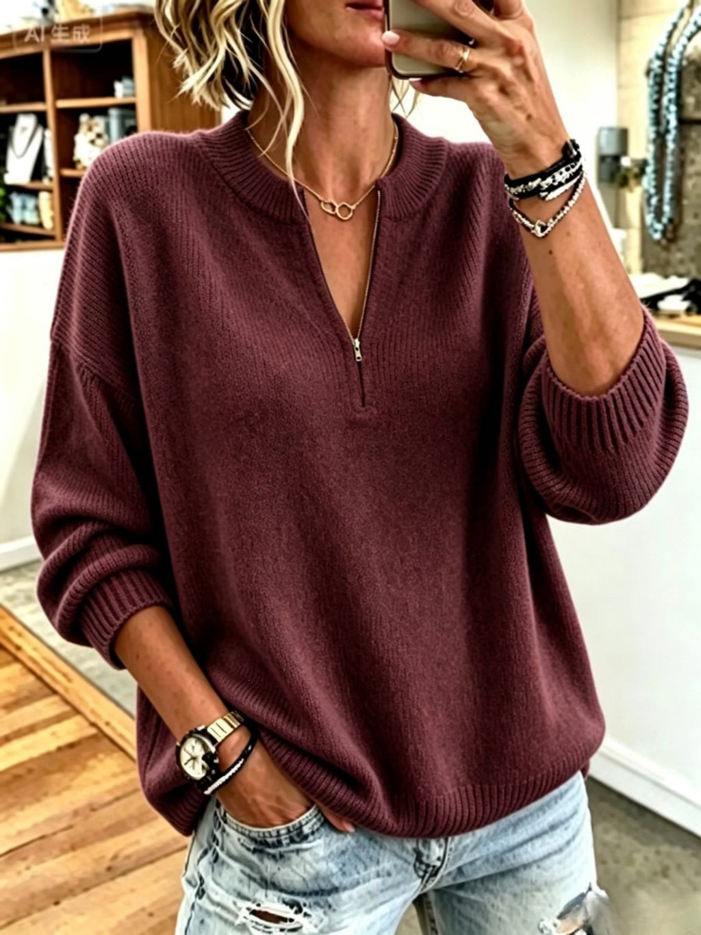 Half-Zip Pullover im Koreanischen Stil – Bild 10 | LuxeStyle