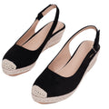Retro Slingback Keilsandalen mit Strohgeflecht