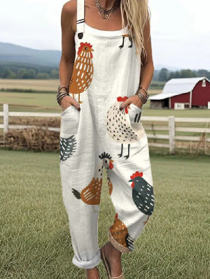 Sommer Jumpsuit mit Print und Knöpfen