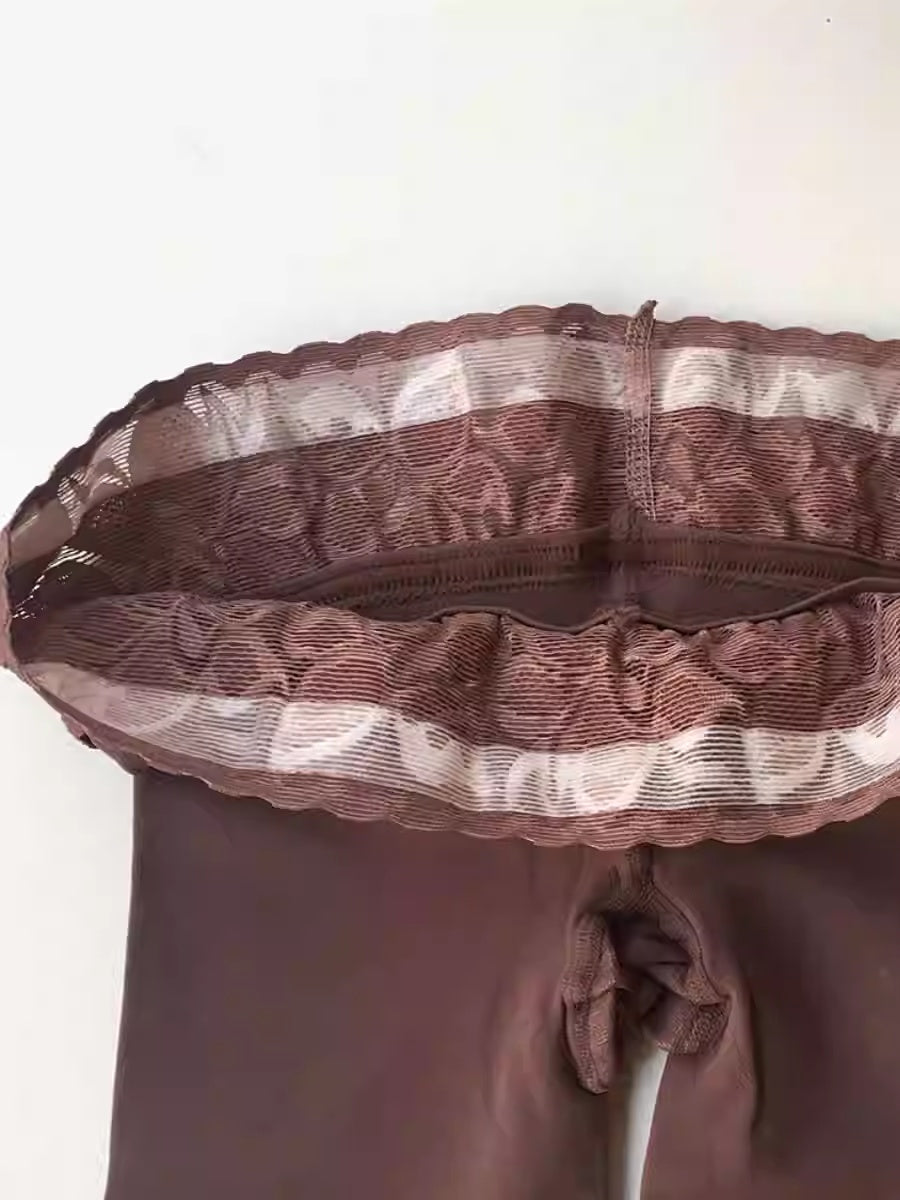Leggings mit Spitzenbund und Daunenfüllung