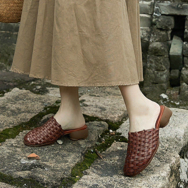 Geflochtene Vintage Leder-Slipper – Bild 4 | LuxeStyle