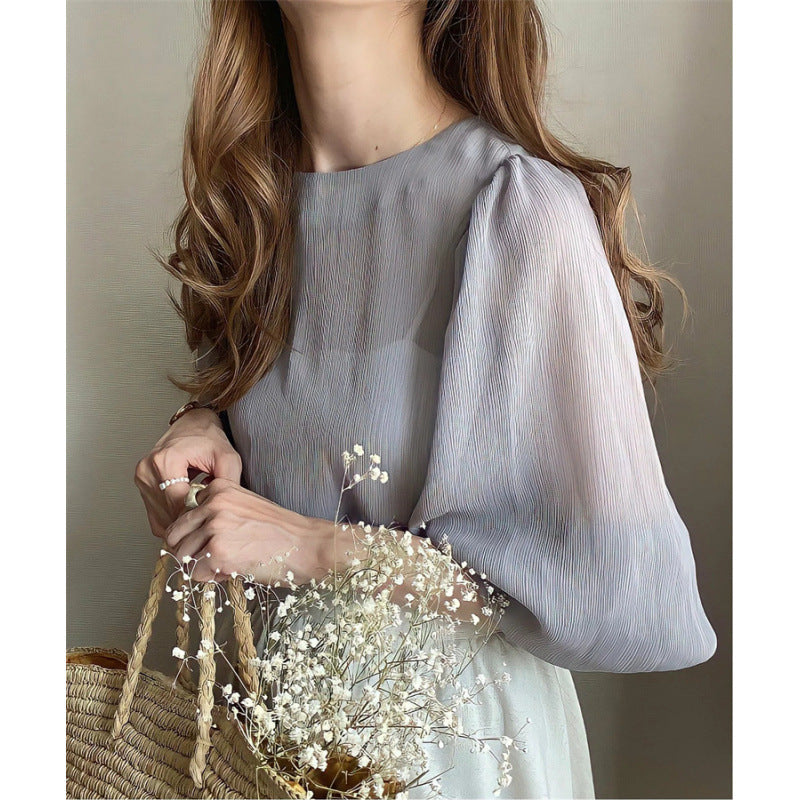 Chiffon-Oberteil mit Puffärmeln