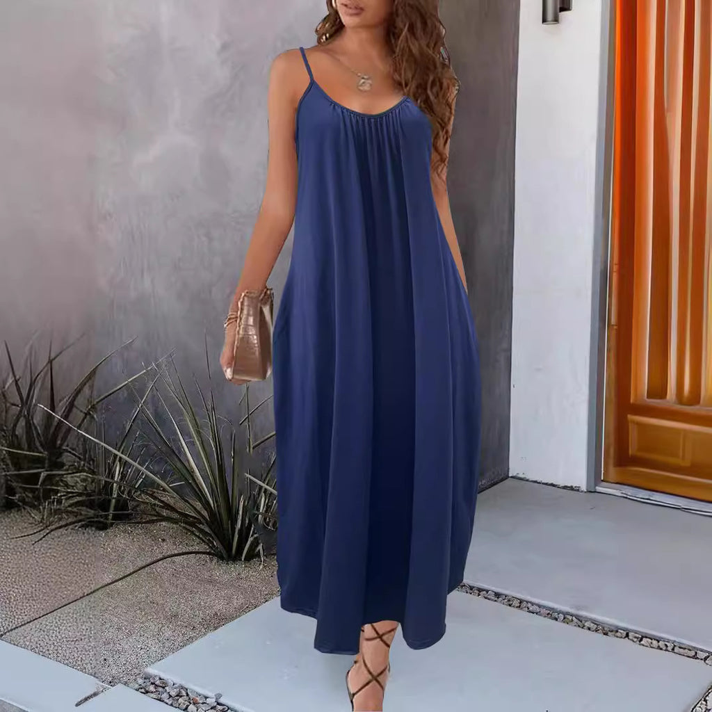 V-Ausschnitt Sommer-Slip-Kleid