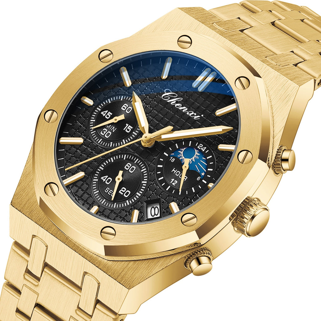 Herren-Quarzuhr mit Stahlband | LuxeStyle