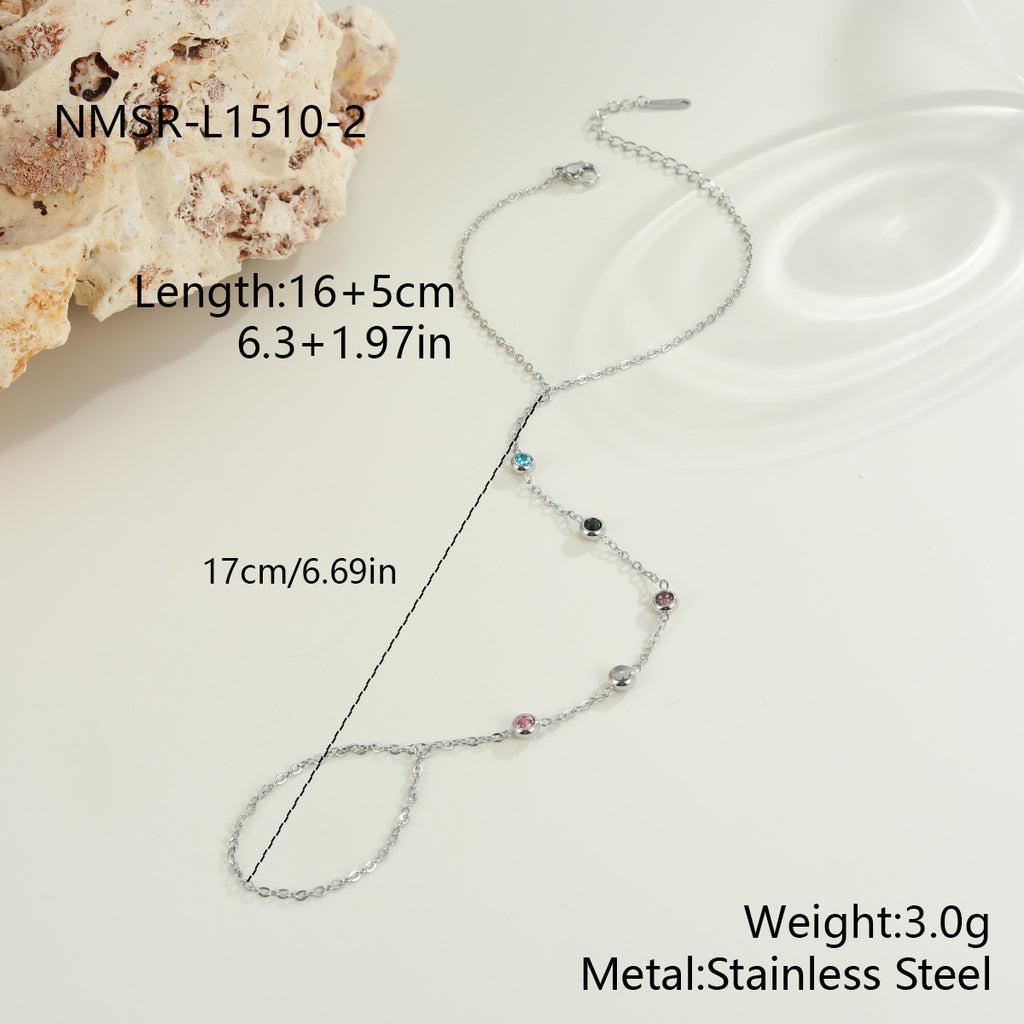 Ovale Zirkon-Fingerkette, 18K vergoldet – Bild 9 | LuxeStyle