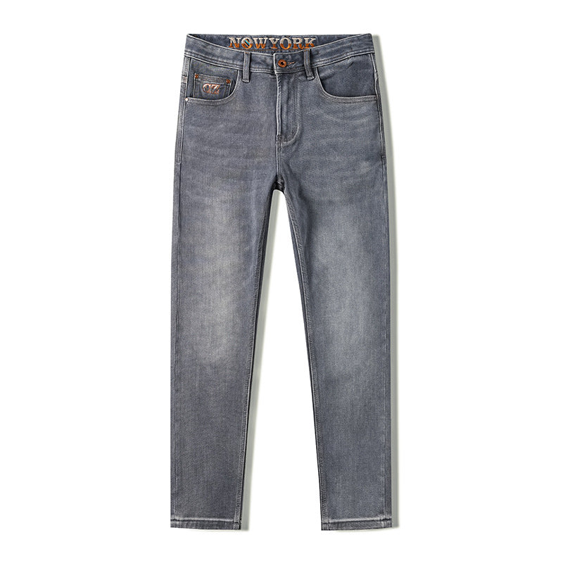 Klassische Slim Fit Retro Jeans Grau