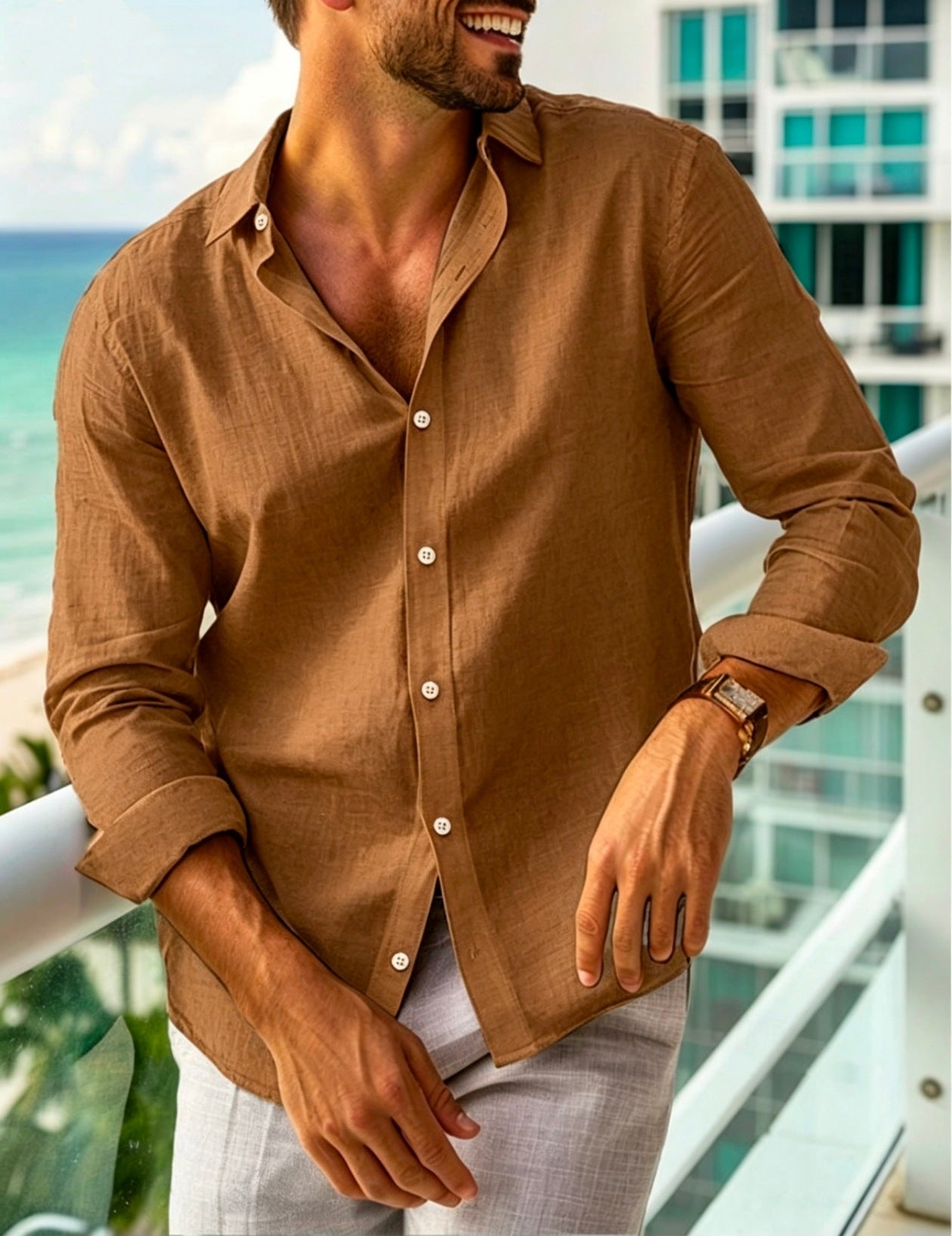 Sommerhemd Langarm Slim Fit