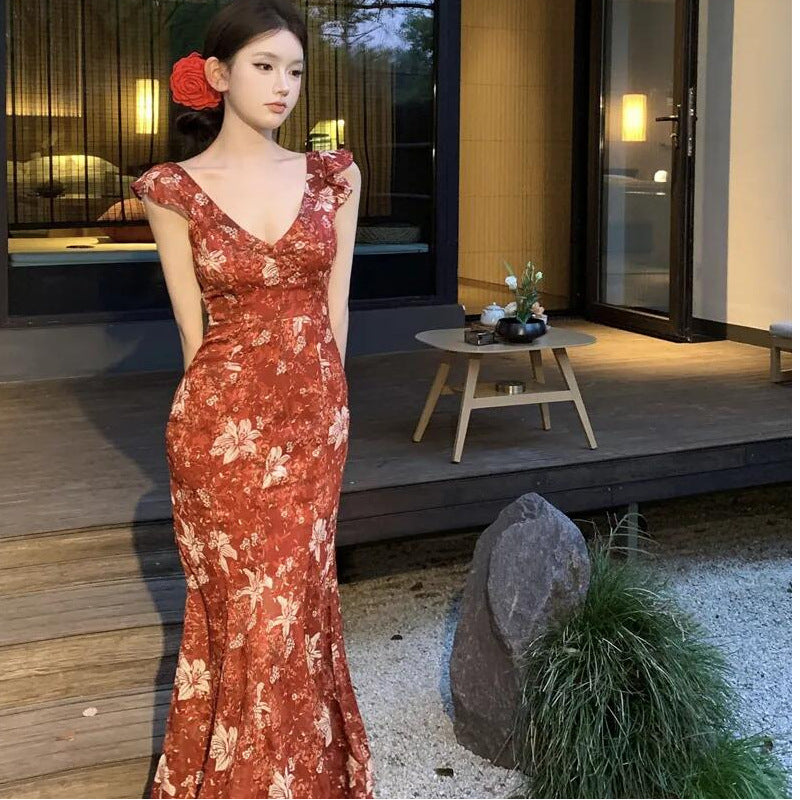 Sommer Maxi-Kleid mit Blumenprint und Volants – Bild 3 | LuxeStyle