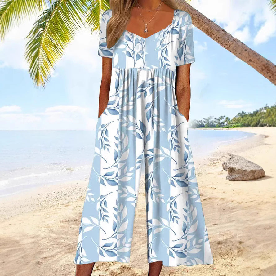 Eleganter ärmelloser Jumpsuit mit Print