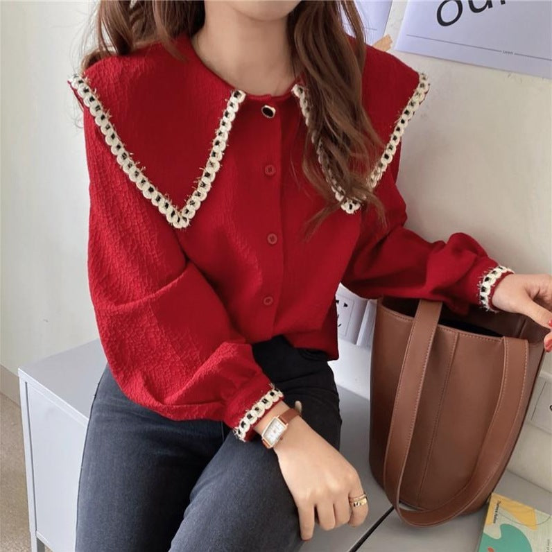 Damenbluse mit Puppenkragen und langen Ärmeln – Bild 4 | LuxeStyle