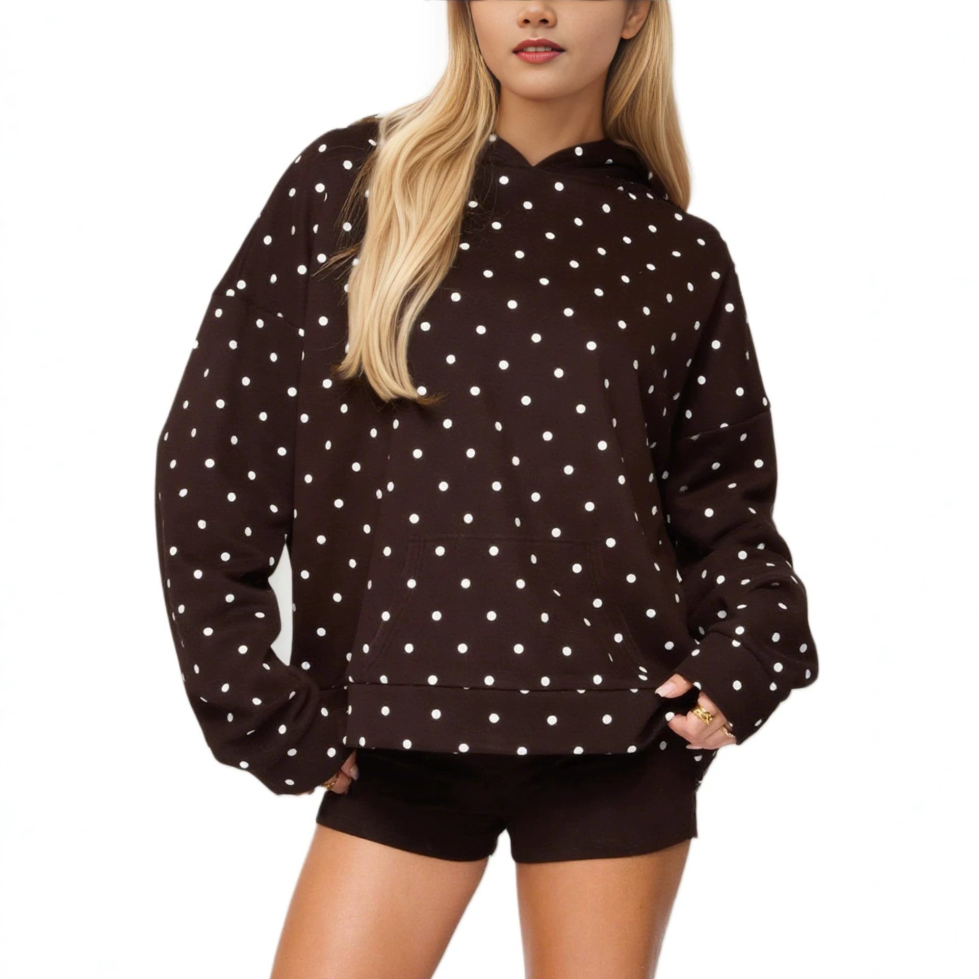 Kapuzen-Sweatshirt mit Polka-Dot-Print