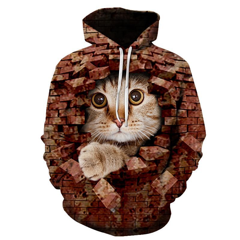 Hoodie mit 3D Digital Katzen-Print für Paare
