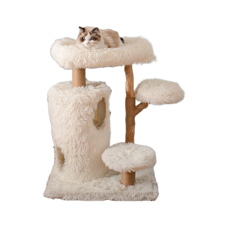 Doppelstöckiger Katzenbaum aus Massivholz