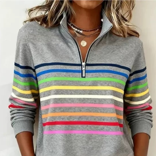 Weihnachts-Sweatshirt mit Print und Reißverschluss