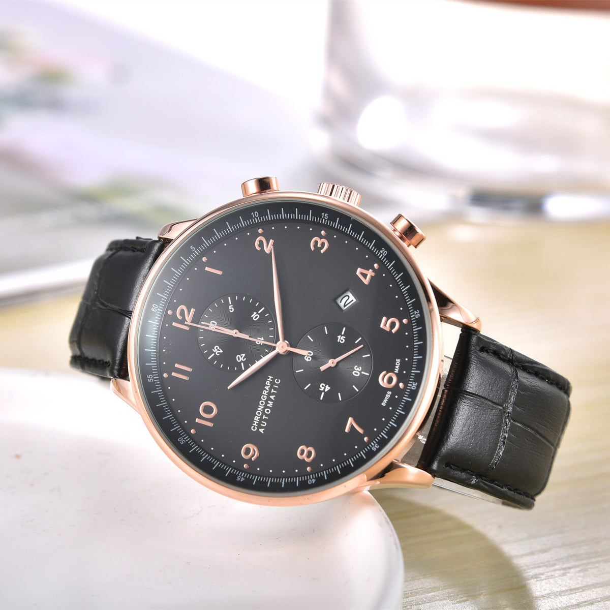 Herren Business Quarzuhr mit Lederarmband | LuxeStyle