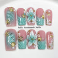 3D Gradient Nageldesign mit Meeresmotiven