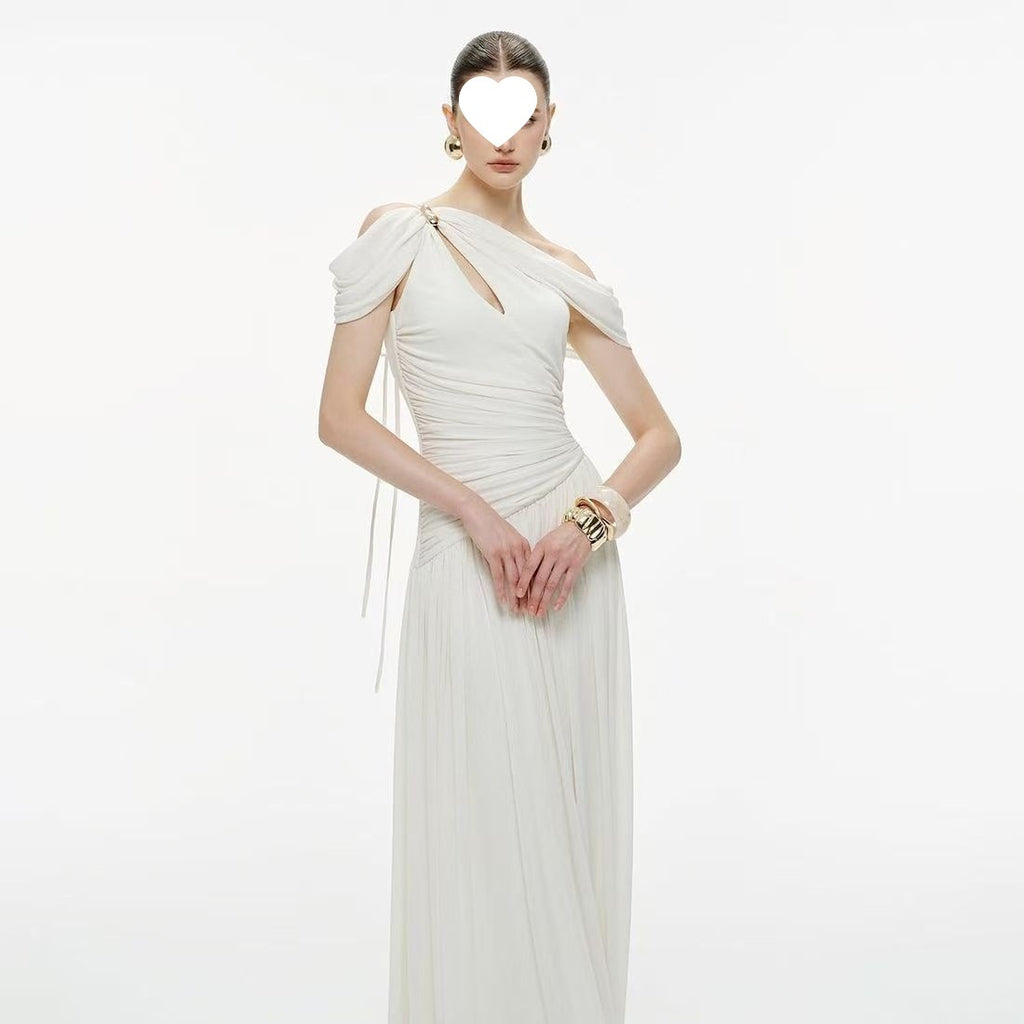 Französisches Off-Shoulder Midikleid mit Twist-Detail | LuxeStyle