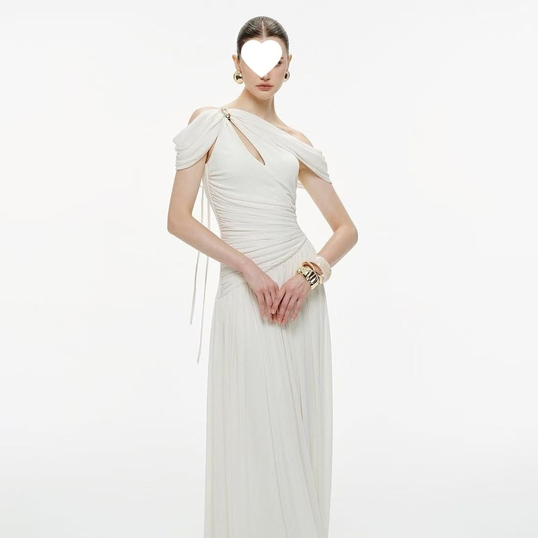 Französisches Off-Shoulder Midikleid mit Twist-Detail | LuxeStyle