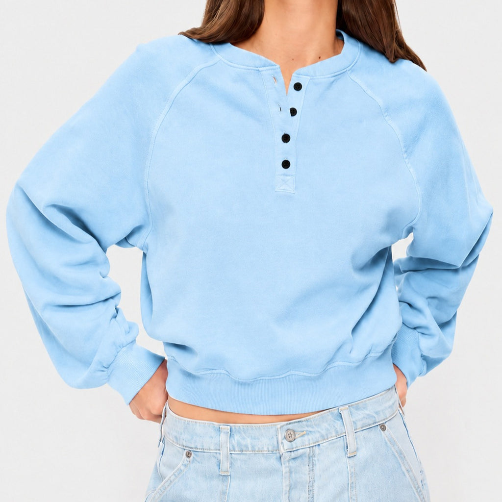 Cropped Sweatshirt mit Knöpfen