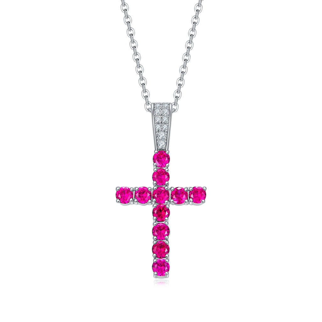 Edelstein-Kreuz-Anhänger «Rubin» · 925 Silber