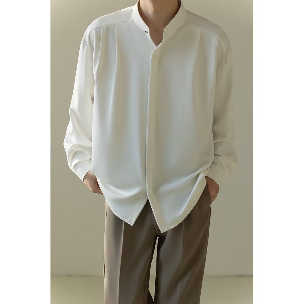Herren Langarmshirt mit Stehkragen – Bild 6 | LuxeStyle