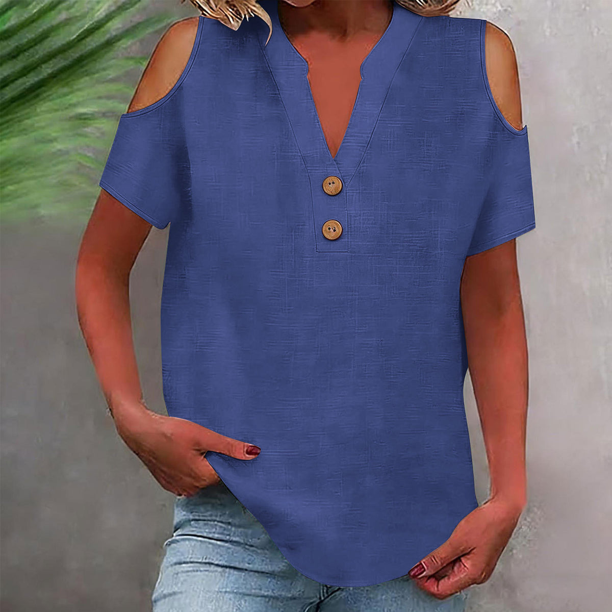 Off-Shoulder Shirt mit Stehkragen – Bild 12 | LuxeStyle