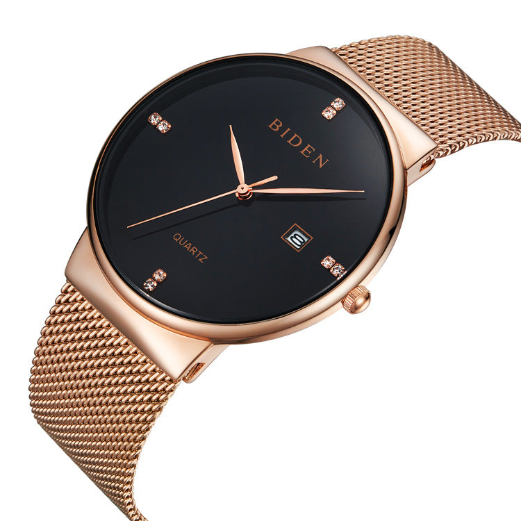Kalender-Mesh-Gurt Armbanduhr Herren wasserdicht