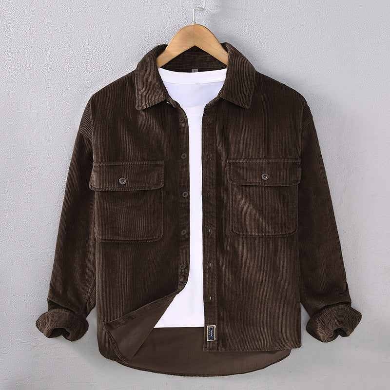 Lockeres Männershirt aus Cord – japanischer Retro-Stil – Bild 5 | LuxeStyle