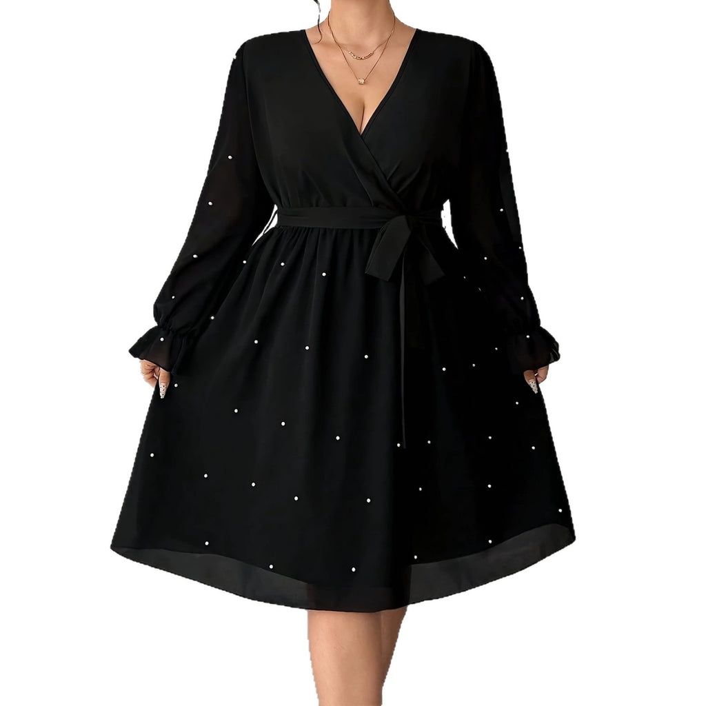 Elegantes V-Ausschnitt A-Linien Kleid