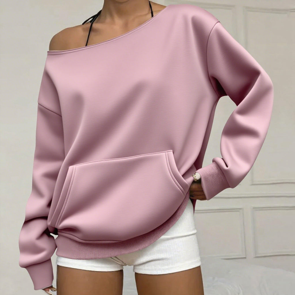 Off-Shoulder Sweatshirt mit Blumenmuster