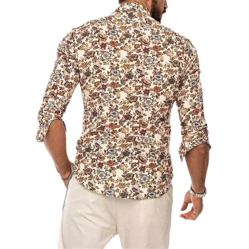 Herren Langarmhemd im Camouflage-Jacquard | LuxeStyle