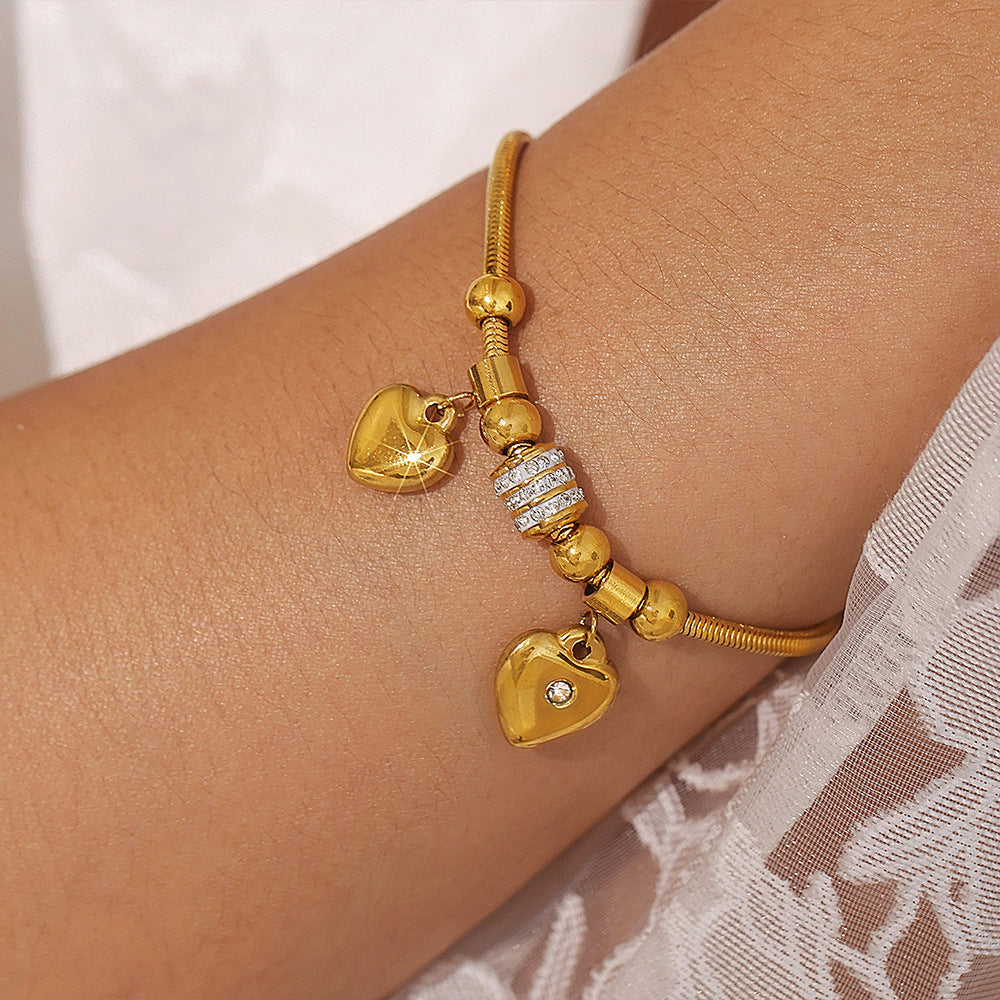 Doppelherz-Armband mit Strasssteinen – Bild 5 | LuxeStyle